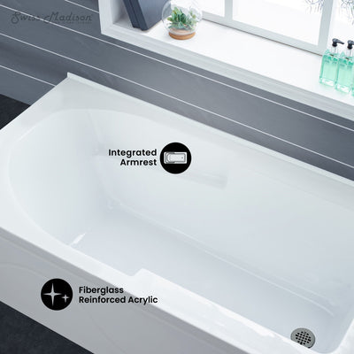 Ivy 54 x 30 Right Drain Soaking Alcove Corner Apron Bathtub in Glossy White with Integrated Overflow, Drain Included