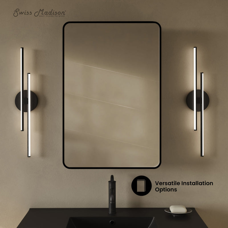 Pierre 20 x 30 Rectangle Recessed/Wall Mount Medicine Cabinet with Mirror in Matte Black