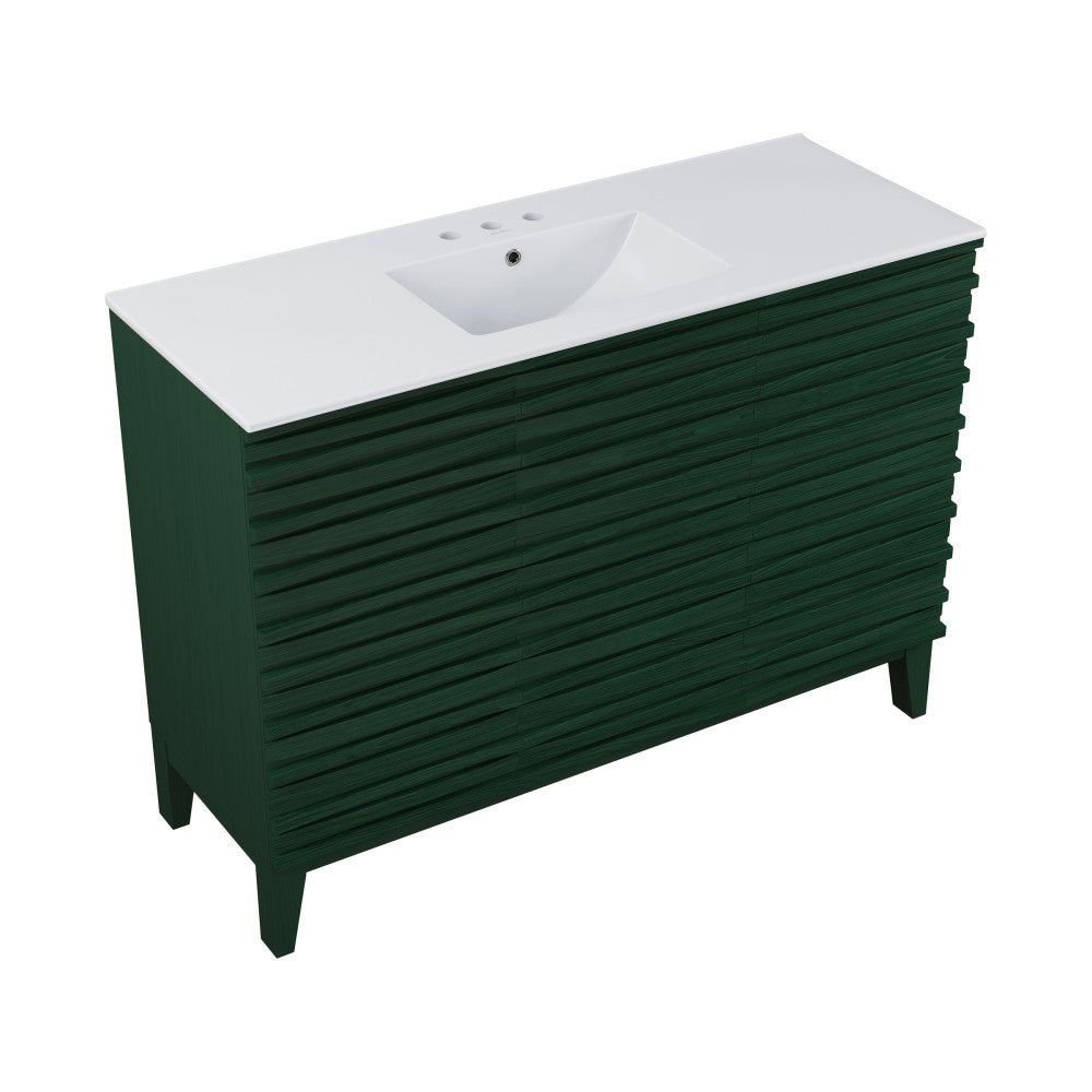 Cascade 48" Freestanding Bathroom Vanity in Green Oak with 3-Hole Widespread Sink Top
