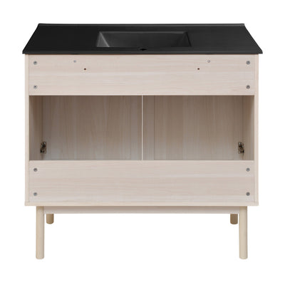 Classe 36" Freestanding Bathroom Vanity in White Oak with Black Sink Top