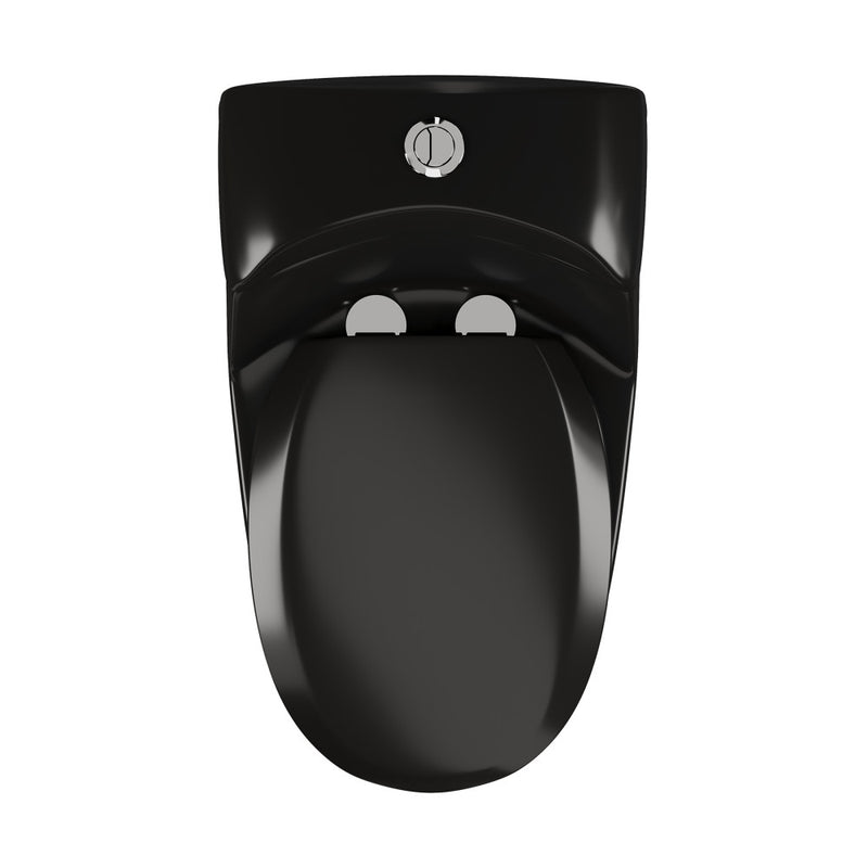 Chateau One-Piece Elongated Toilet Dual-Flush in Glossy Black 1.1/1.6 gpf