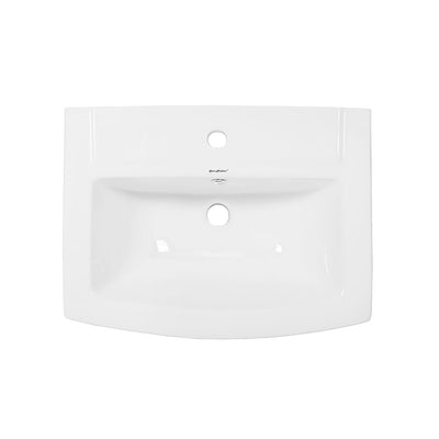 Sublime Two-Piece Glossy White Ceramic Rectangular Pedestal Sink