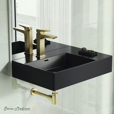 St. Tropez 24 x 18 Ceramic Wall Hung Sink with Left Side Faucet Mount, Matte Black