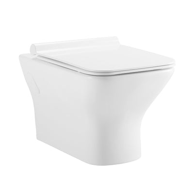 Carre Wall-Hung Toilet Bundle 0.8/1.6 GPF Dual Flush in Glossy White with Black Flush Plate