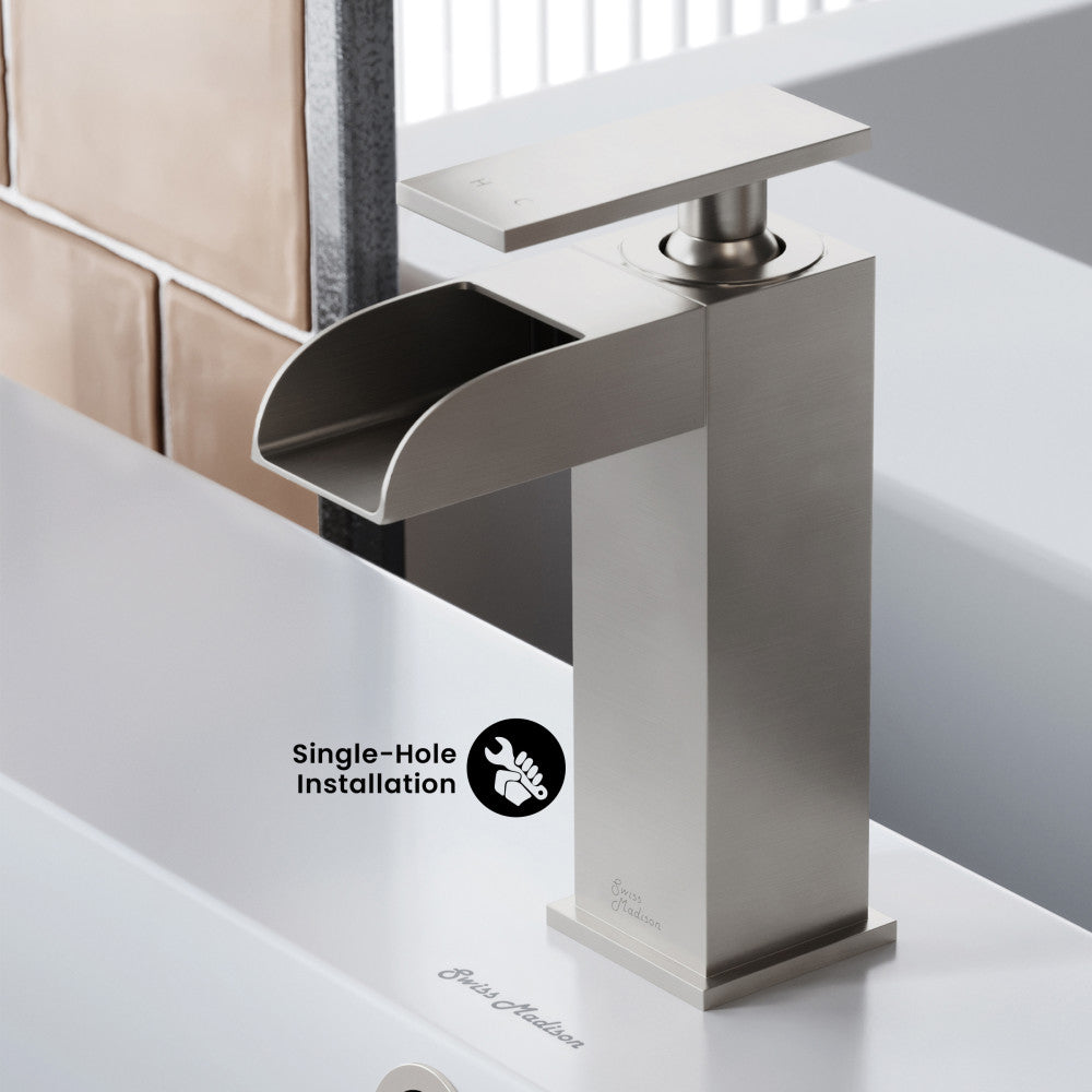 Concorde Single Hole, Single-Handle, Waterfall Bathroom Faucet in Brushed Nickel