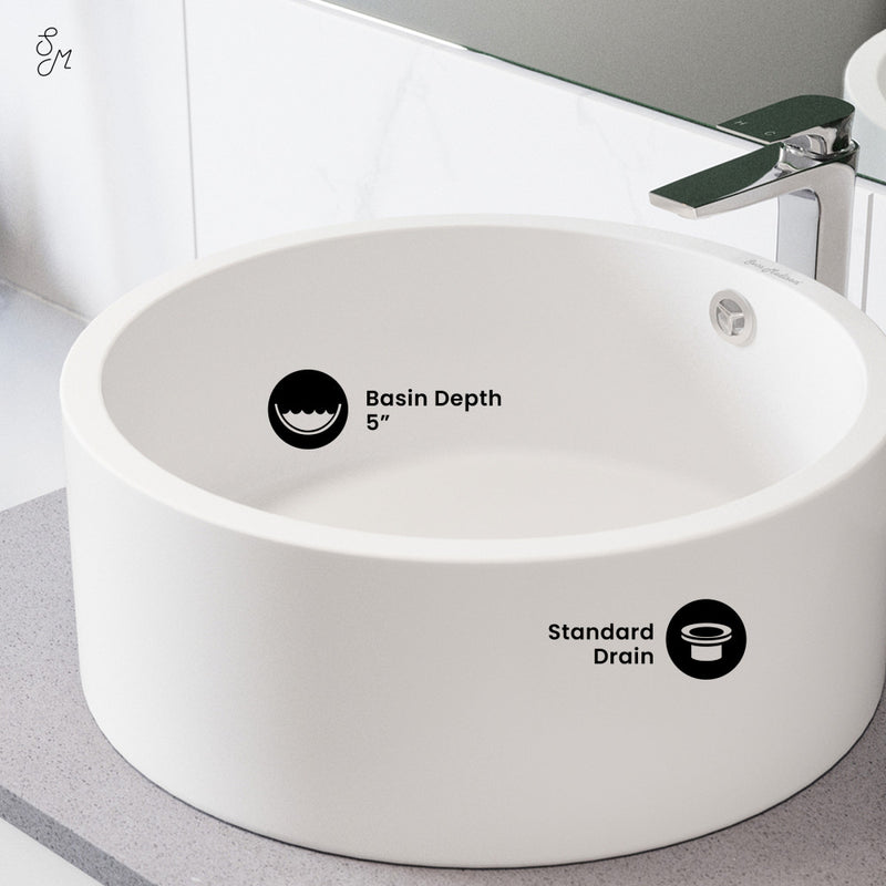 Monaco Round Ceramic Bathroom Vessel Sink in White