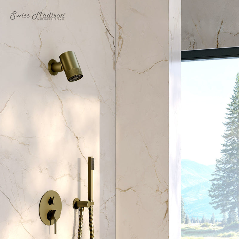 Lumiere 2-Spray Patterns 2.5 GPM Wall Mount Fixed Shower Head in Brushed Gold