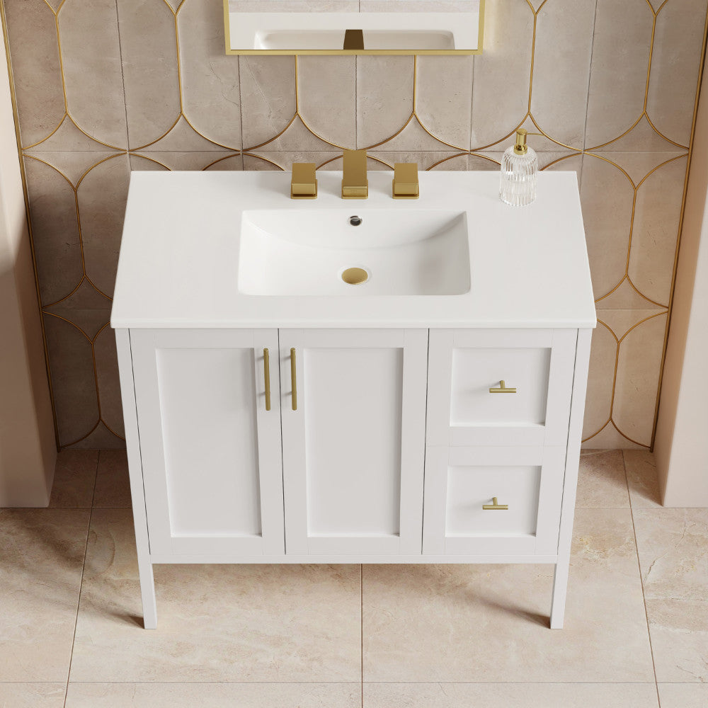 Forme 36" Modular Freestanding Bathroom Vanity with 3-Hole Widespread Top in White