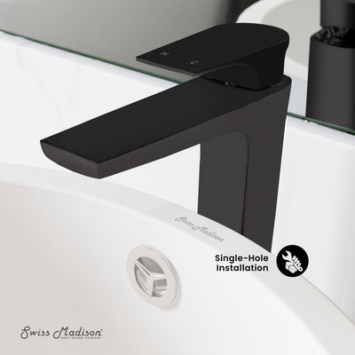 Monaco Single Hole, Single-Handle, High Arc Bathroom Faucet in Matte Black