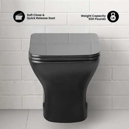 Carre Wall-Hung Toilet Bundle 0.8/1.6 GPF Dual Flush in Matte Black with Black Flush Plate