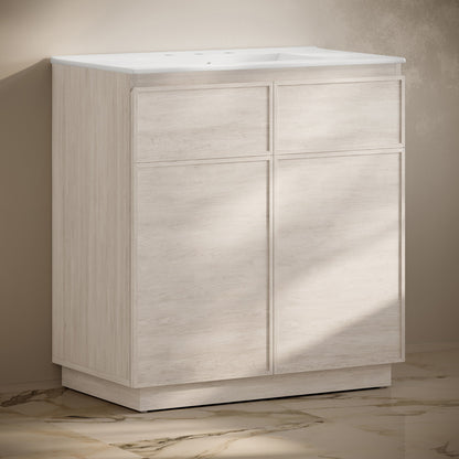 St. Tropez 36" Freestanding Bathroom Vanity in White Oak with 3-Hole Widespread Sink Top