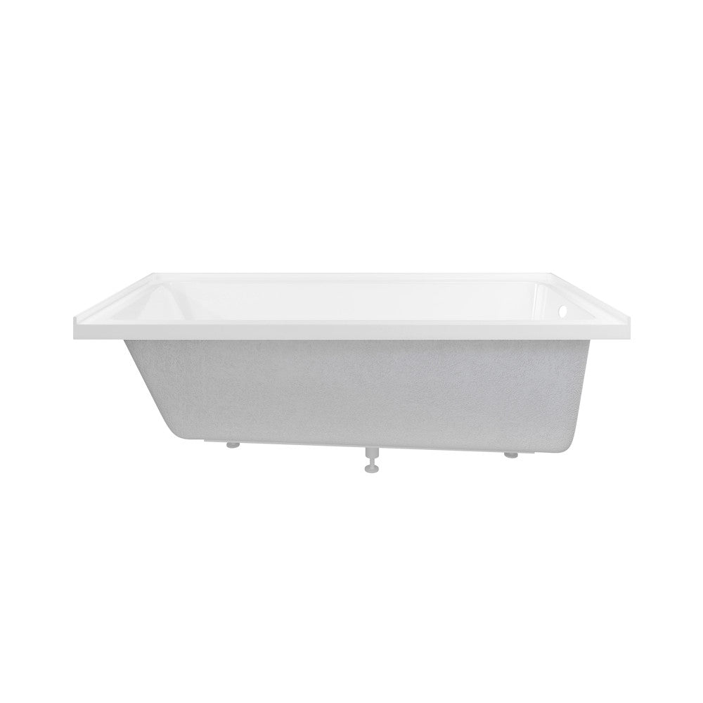 Voltaire 72 x 36 Right Drain Soaking Alcove Bathtub in Glossy White with Integrated Armrest