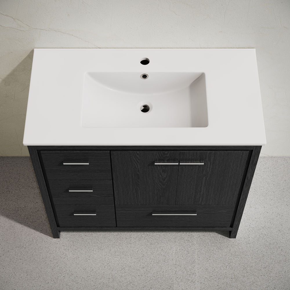 Virage 36" Freestanding Bathroom Vanity in Black Oak with Sink Top