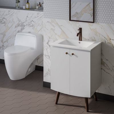 Manoir 24" Freestanding Bathroom Vanity in White with Sink Top