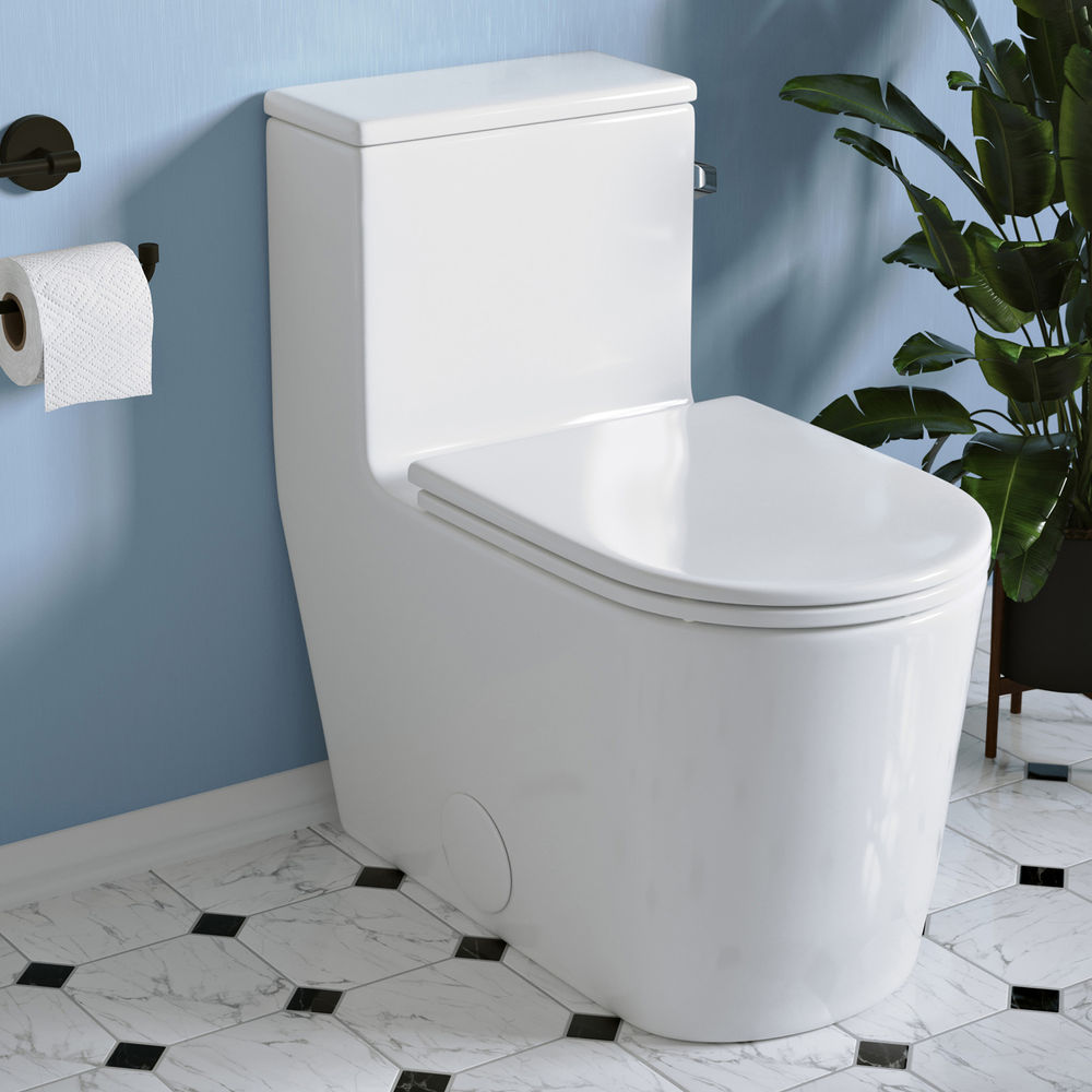 Liberte One-Piece 12" Rough-in 1.28 GPF Right-Hand Flush Elongated ADA Toilet in Glossy White