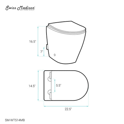 St. Tropez Back-to-Wall Toilet Bundle 0.8/1.6 GPF Dual Flush in Matte Black with White Flush Plate