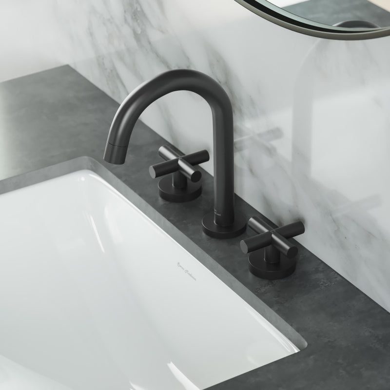 Ivy Courte 8 in. Widespread, Cross Handle, Bathroom Faucet in Matte Black