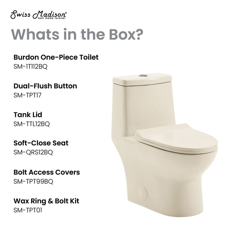 Ivy One Piece Toilet Dual Vortex Flush 1.1/1.6 gpf in Bisque