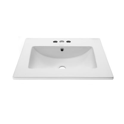 24" 3-Hole Centerset Vanity Sink Top in Glossy White