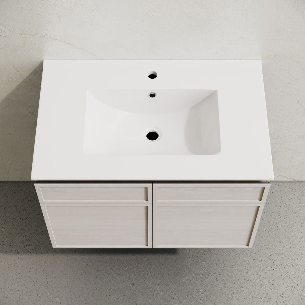 St. Tropez 30" Wall-Mounted Bathroom Vanity in White Oak with Sink Top