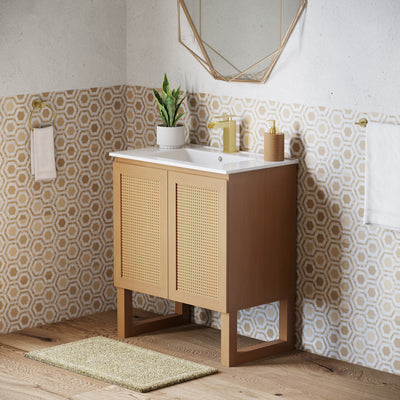 Arles 30" Freestanding Bathroom Vanity in Natural Oak with Sink Top