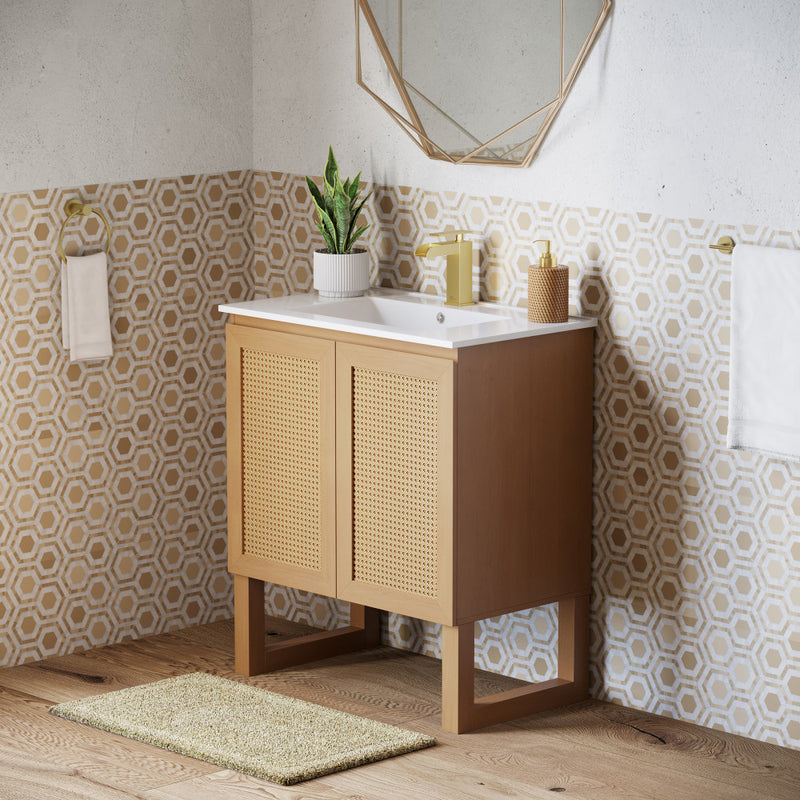 Arles 30" Freestanding Bathroom Vanity in Natural Oak with Sink Top
