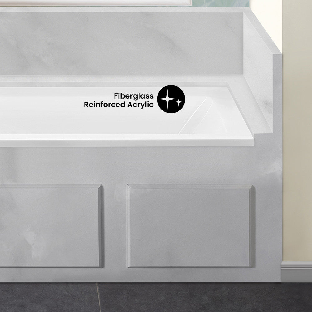 Voltaire 60 x 30 Left Drain Soaking Alcove Bathtub in Glossy White with Integrated Overflow, Drain Included