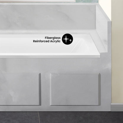 Voltaire 60 x 30 Left Drain Soaking Alcove Bathtub in Glossy White with Integrated Overflow, Drain Included