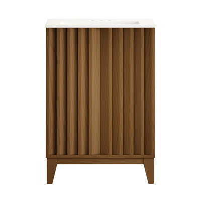 Troyes 24" Freestanding Bathroom Vanity in Brown Oak with 3-Hole Centerset Sink Top