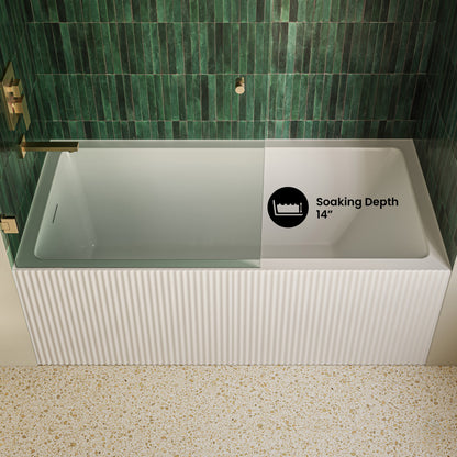 Lafayette 60 x 30 Skirted Left Drain Soaking Apron Bathtub in Glossy White with Integrated Overflow and Drain