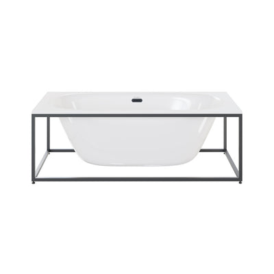 Pierre 60" Soaking Freestanding Bathtub in Glossy White, Black Frame Included