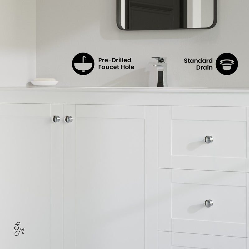 Cannes 48 Single, Two Doors, Three Drawers, Bathroom Vanity