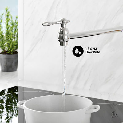 Plaisir Retractable Wall Mount Pot Filler Faucet in Polished Chrome