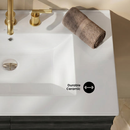 30" 3-Hole Centerset Vanity Sink Top in Glossy White