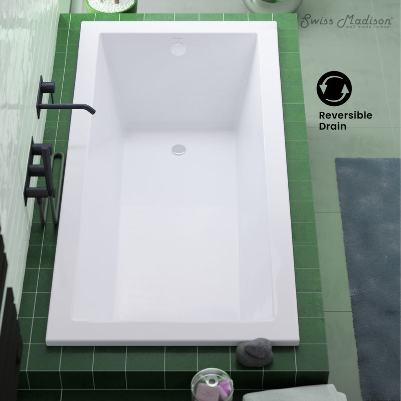 Voltaire 48" x 30" Reversible Drain Drop-In Bathtub