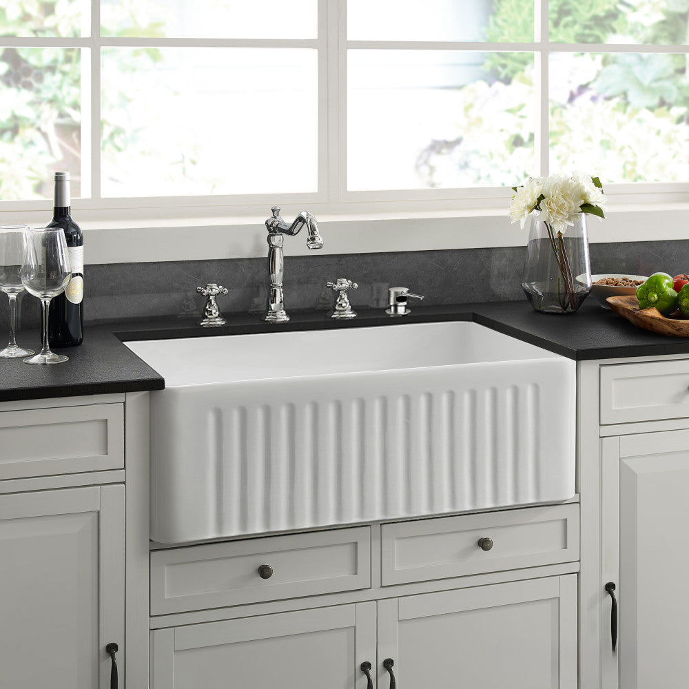 デブリンコ314アシメPワンピース（BK)・318・325 Delice 30 x 18 Ceramic, Farmhouse Kitchen Sink with Apron – Swiss