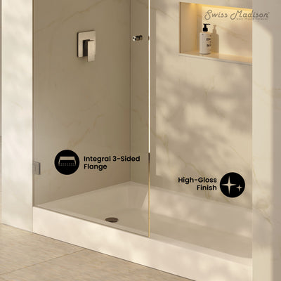 Voltaire 60 x 30 Shower Pan Base with Left Drain in Glossy Bisque