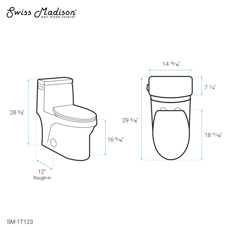 Virage One-Piece Elongated Left Side Flush Handle Toilet 1.28 gpf ...
