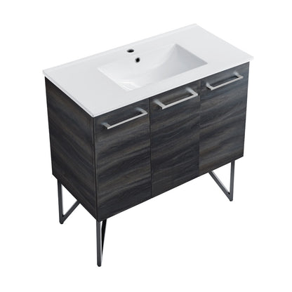 Annecy 36" Freestanding Bathroom Vanity in Black Walnut with Sink Top