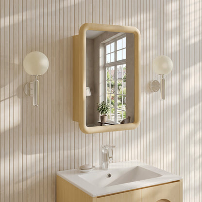 Plaisir 18 x 27 Recessed/Wall Mount Medicine Cabinet with Mirror in Natural Oak