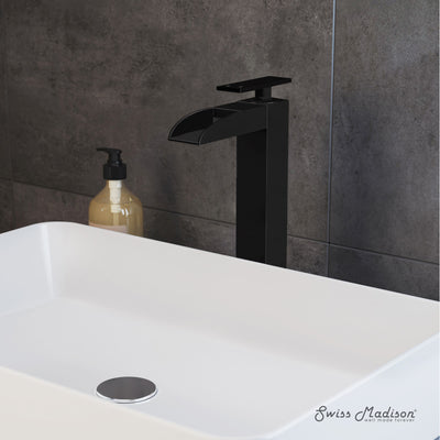 Concorde Single Hole, Single-Handle, High Arc Waterfall, Bathroom Faucet in Matte Black