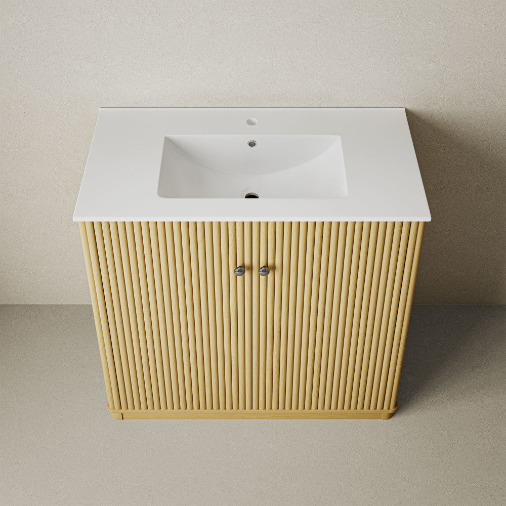 Lafayette 36" Freestanding Bathroom Vanity in Natural Oak with Sink Top
