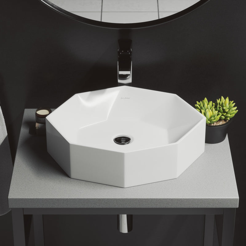 Brusque Glossy White Ceramic Specialty Vessel Sink 19.25 in