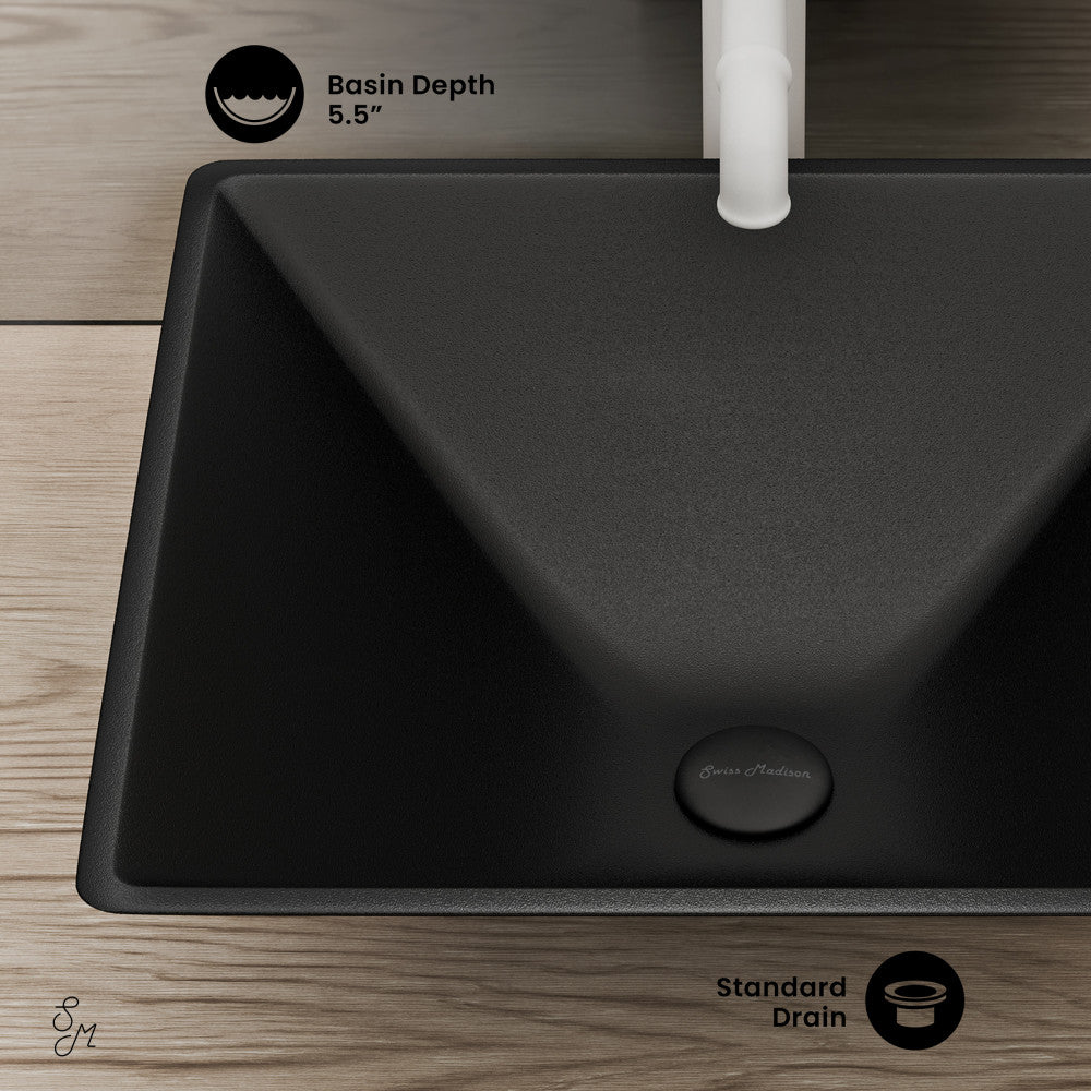 Claire 15.5" Glass Vessel Sink, Black