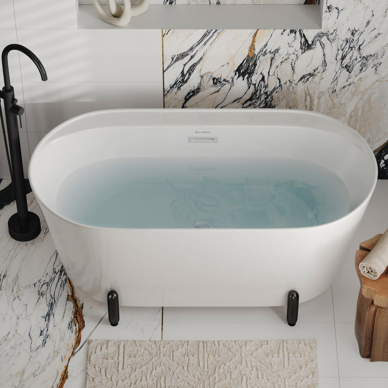 Monaco 59" Freestanding Bathtub with Matte Black Stand