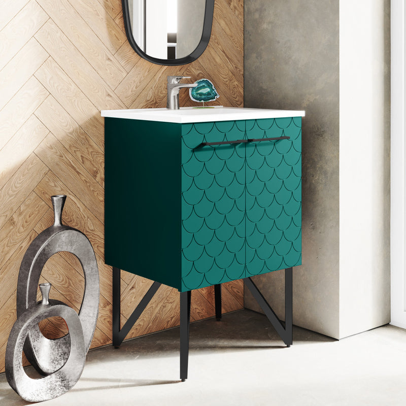 Annecy 24" Freestanding Bathroom Vanity in Teal with Sink Top