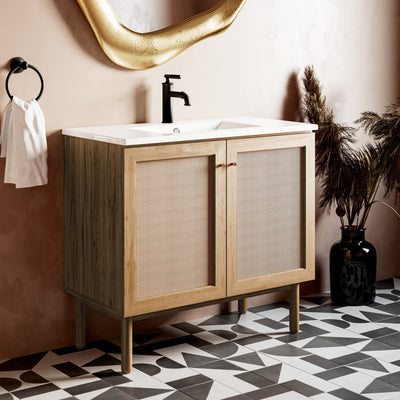 Classe 36" Freestanding Bathroom Vanity in Golden Oak with Sink Top