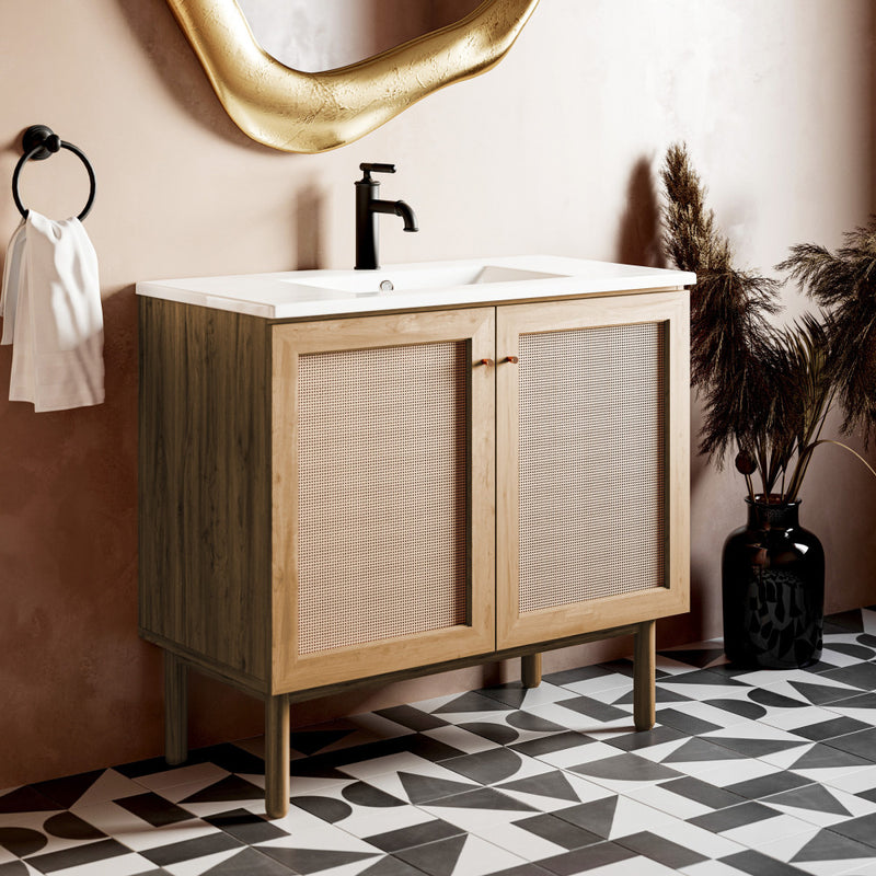 Classe 36" Freestanding Bathroom Vanity in Golden Oak with Sink Top