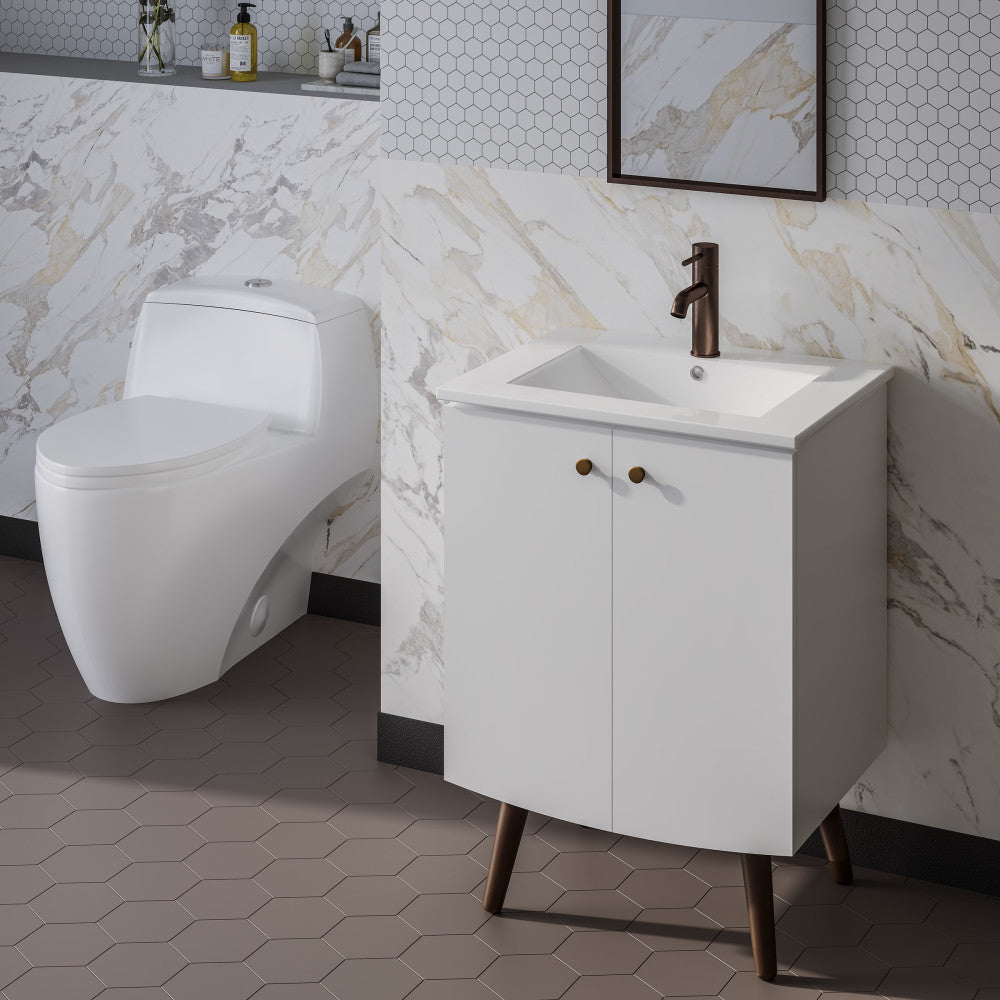 Manoir 24" Freestanding Bathroom Vanity in White with Sink Top