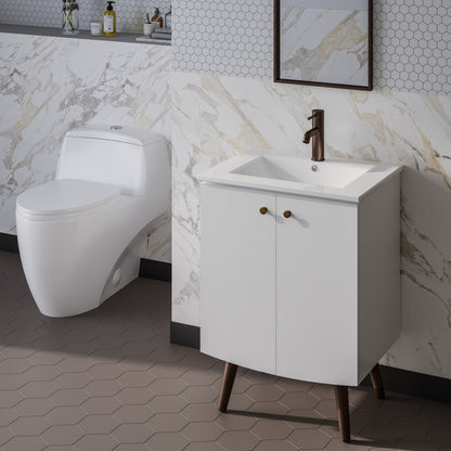 Manoir 24" Freestanding Bathroom Vanity in White with Sink Top